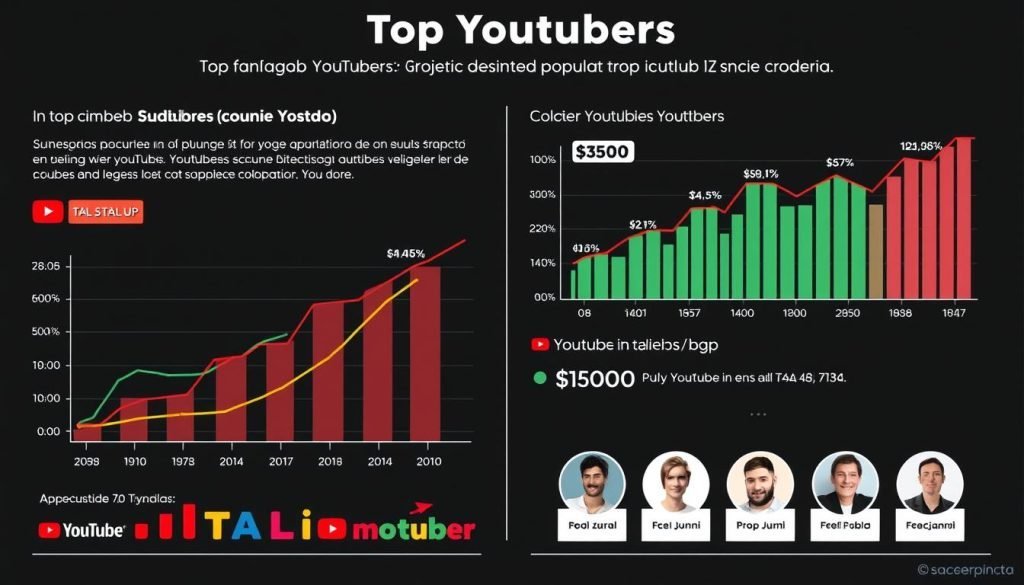 Crescita degli YouTuber italiani negli ultimi anni con grafici di guadagno