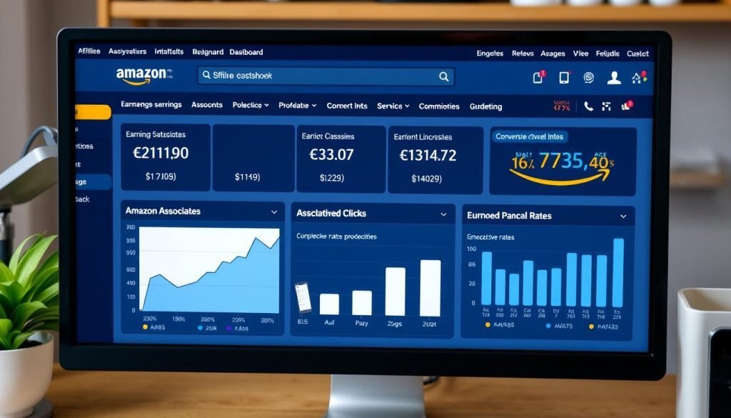 Dashboard di Amazon Associates con statistiche