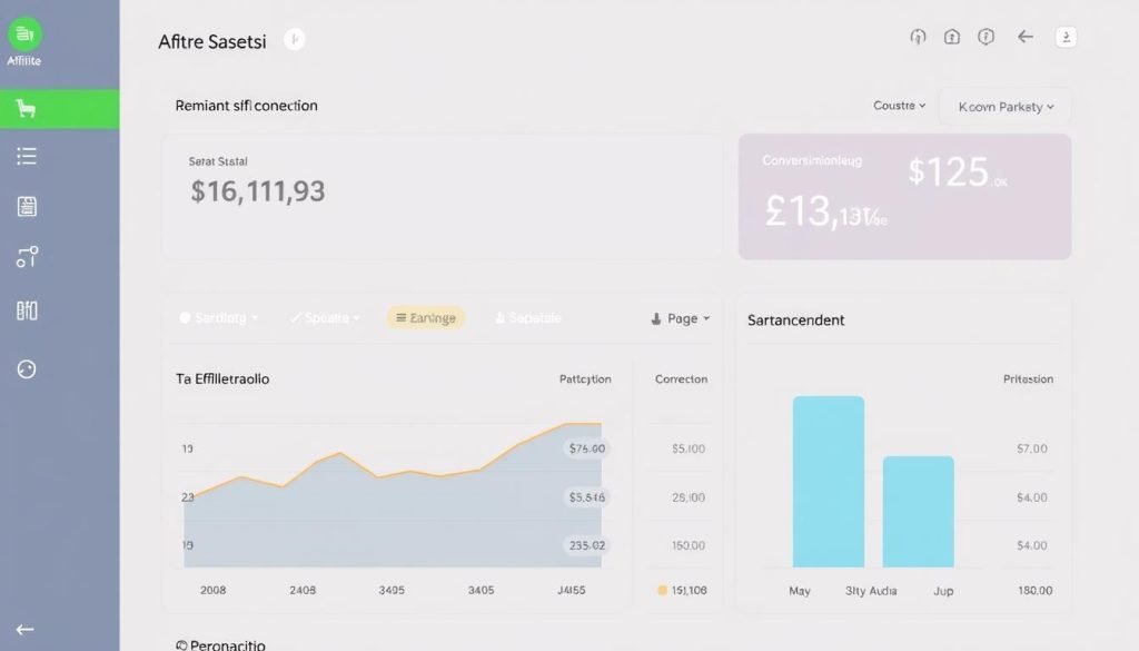 Dashboard di un programma di affiliazione con statistiche di guadagno