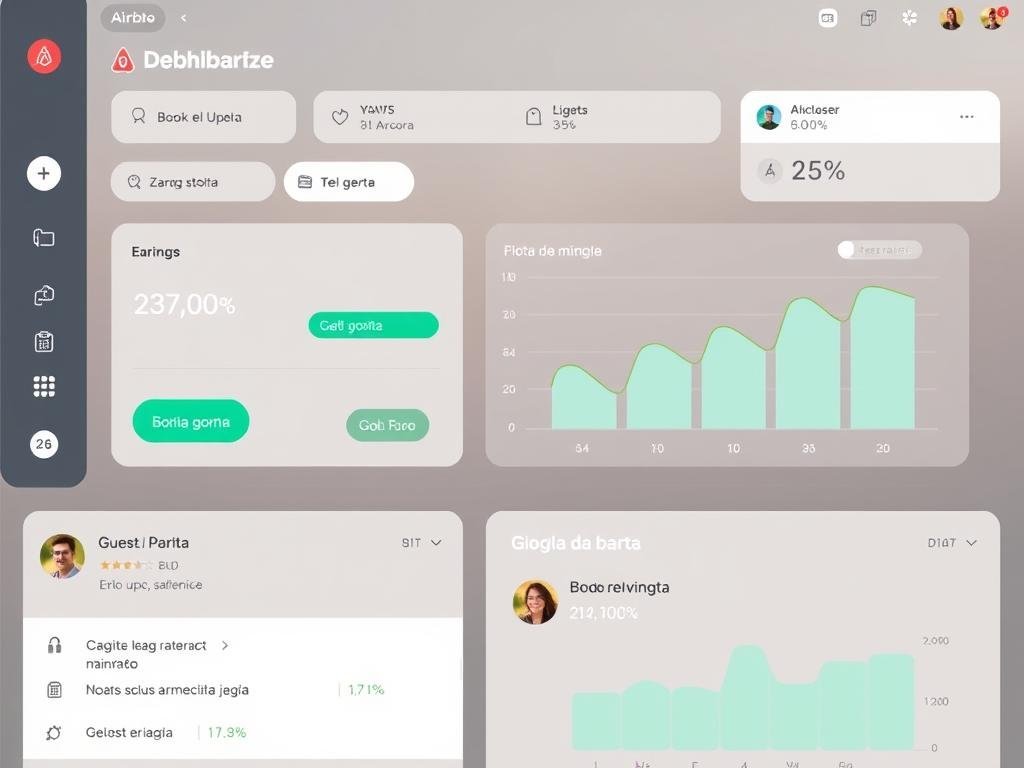 Dashboard di una piattaforma di affitto con statistiche di guadagno