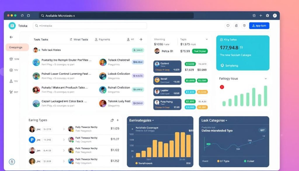 Interfaccia di Toloka con compiti disponibili