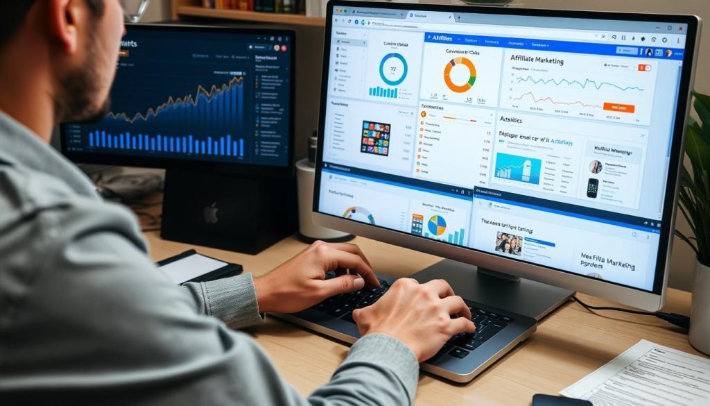 Persona che analizza le statistiche del marketing di affiliazione