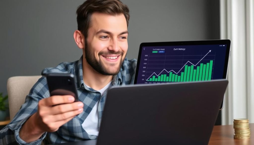 Persona che celebra i guadagni extra ottenuti