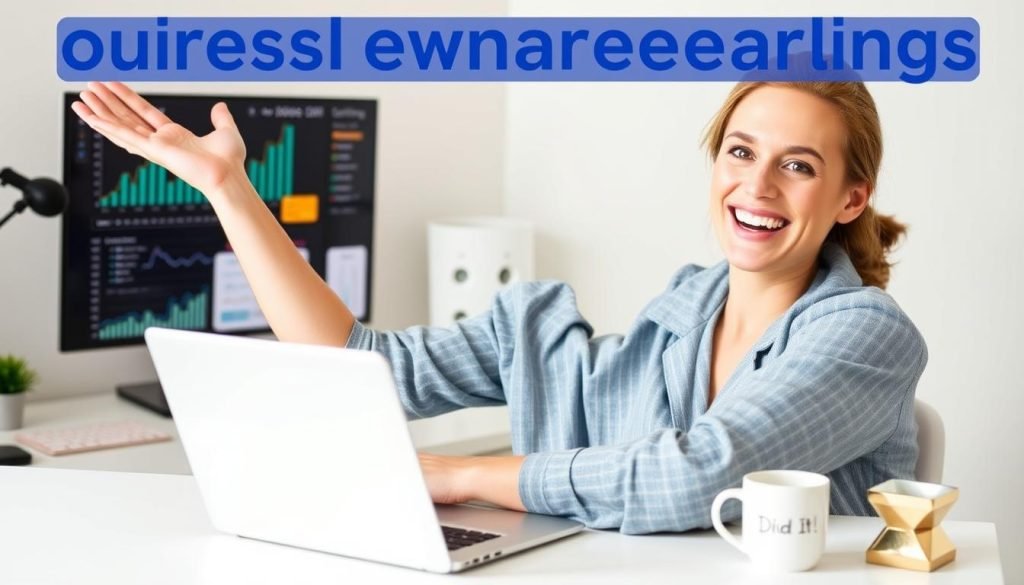 Persona che celebra il successo nel guadagnare online