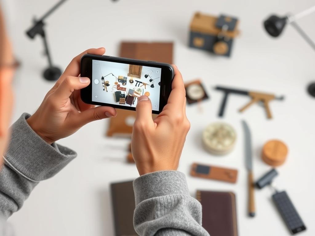 Persona che fotografa oggetti da vendere online per guadagnare soldi extra