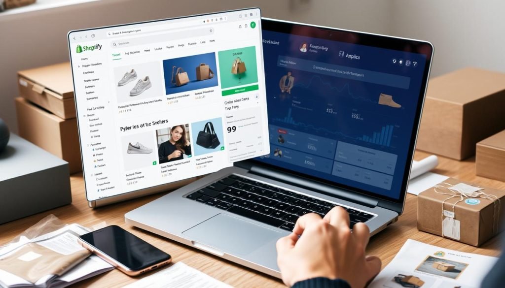 Persona che gestisce un negozio online di dropshipping