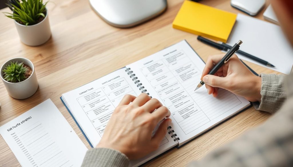 Persona che pianifica come guadagnare soldi extra