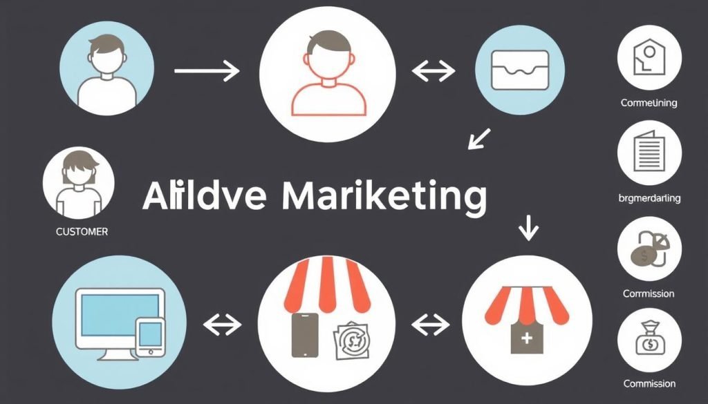 Schema di funzionamento dell'affiliate marketing