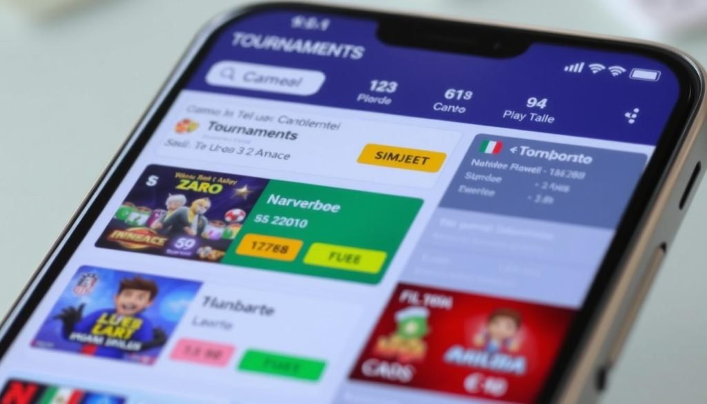 App di giochi che mostrano tornei e premi in denaro disponibili