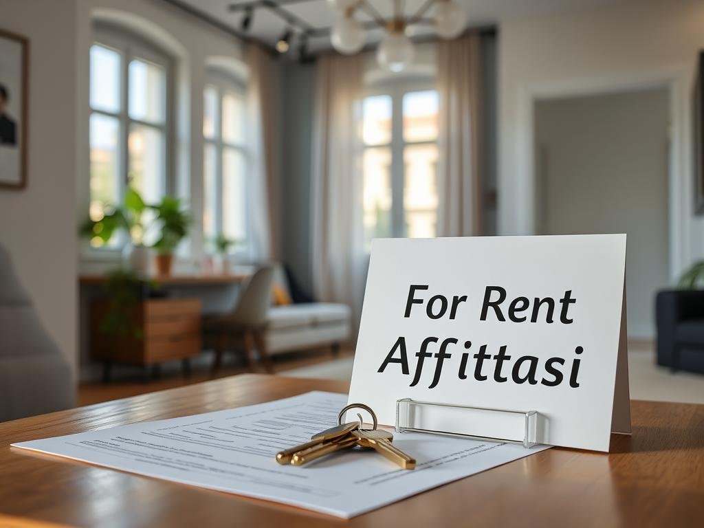 Appartamento in affitto con contratto e chiavi, rappresentando il guadagnare passivamente tramite immobili