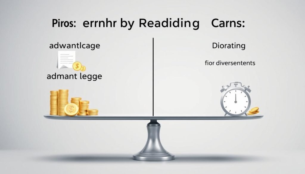 Bilancia che mostra i pro e contro del guadagnare leggendo articoli online