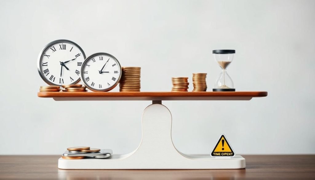 Bilancia che mostra i pro e contro del guadagnare vedendo pubblicità