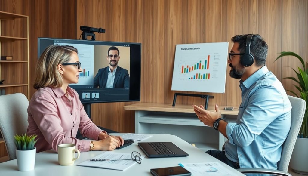 Consulente che tiene una sessione di coaching online