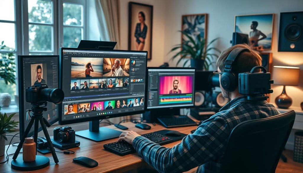 Creatore di contenuti digitali al lavoro per guadagnare online subito