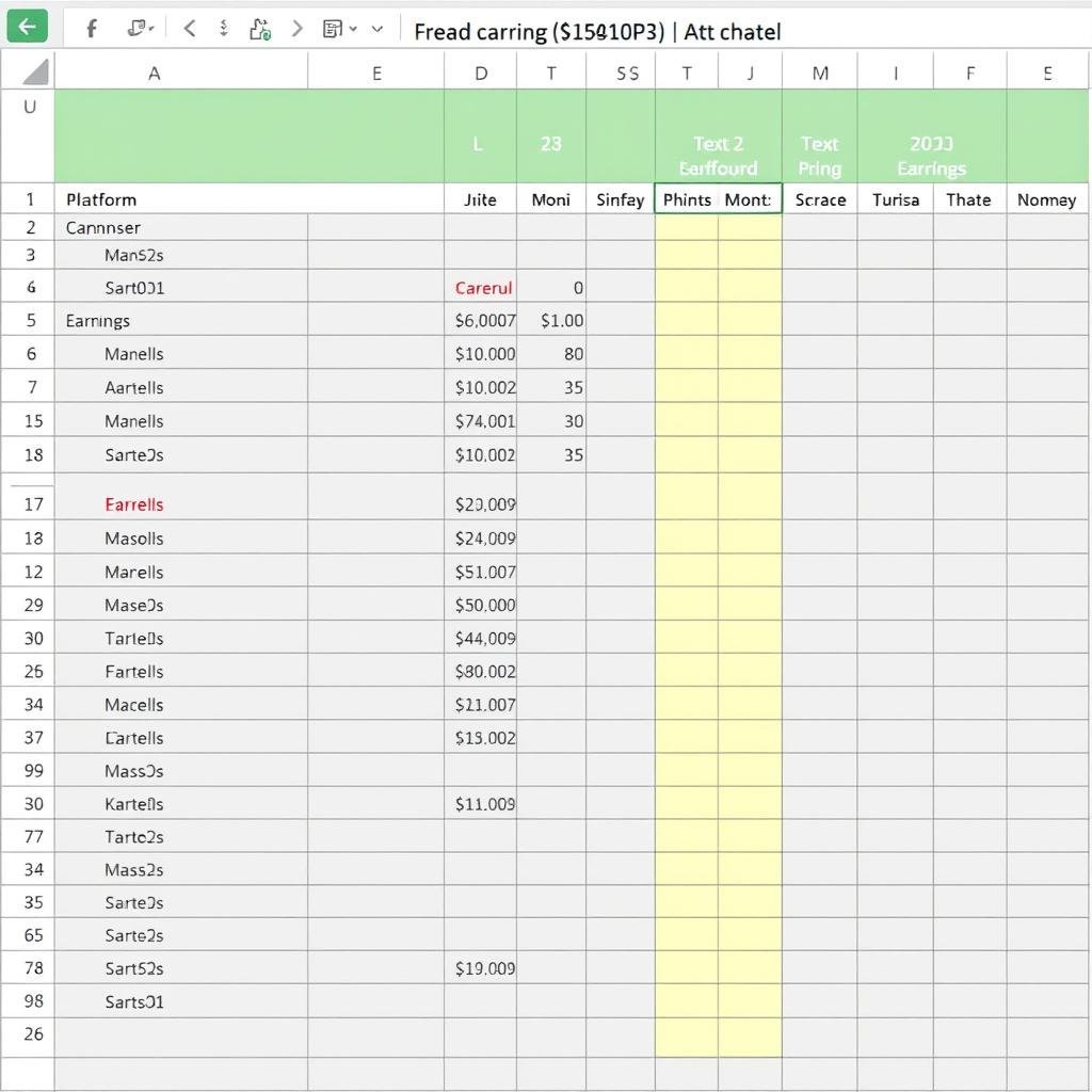 Foglio di calcolo per monitorare i guadagni dalla lettura di articoli