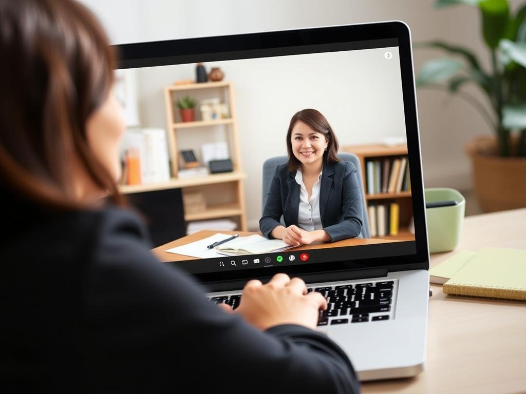 Insegnante che tiene una lezione online per guadagnare da casa senza investire