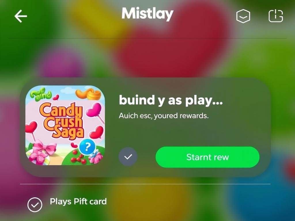 Interfaccia di Mistplay che mostra Candy Crush tra i giochi disponibili