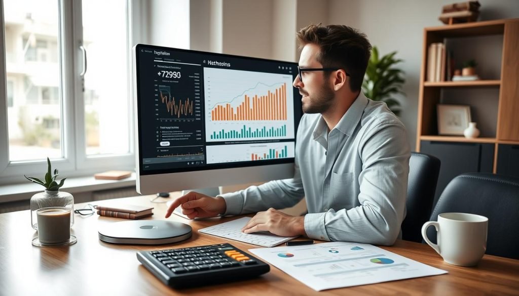 Persona che analizza i propri guadagni online