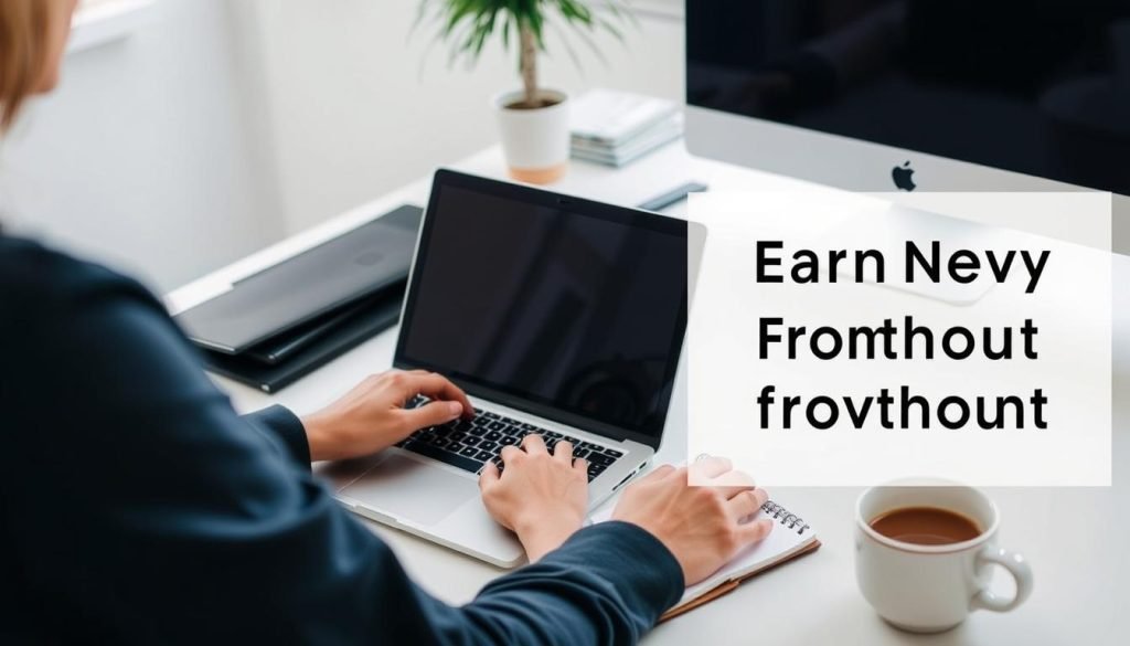 Persona che lavora da casa al computer per guadagnare online senza investire