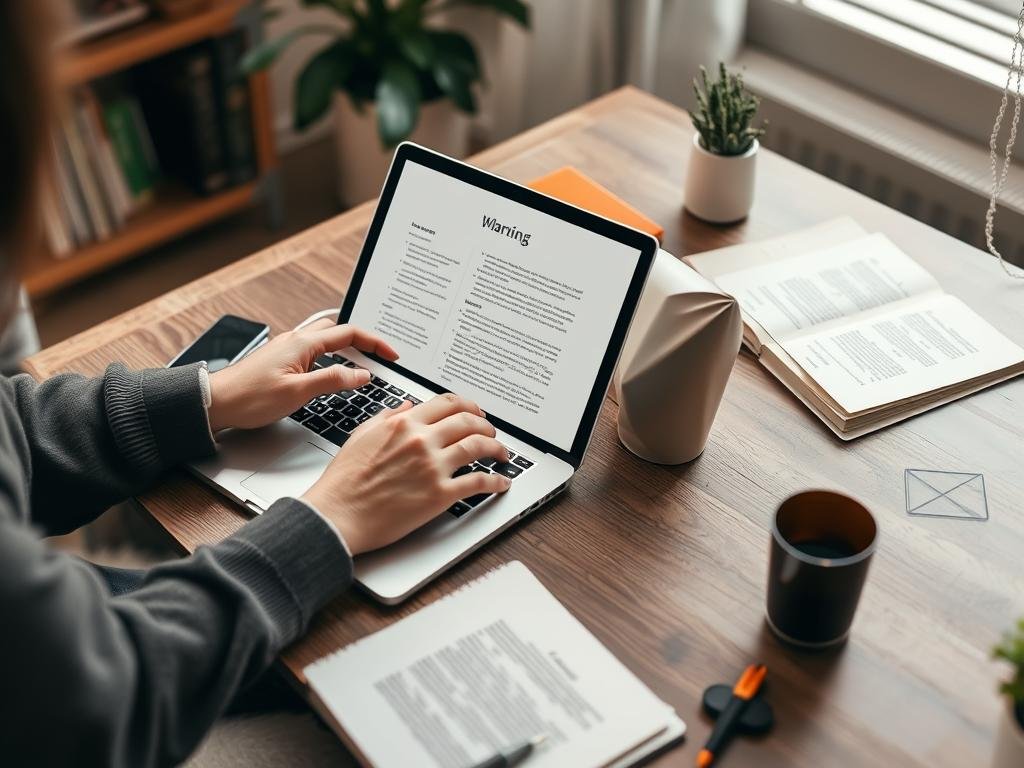 Persona che scrive un ebook per guadagnare da casa senza investire