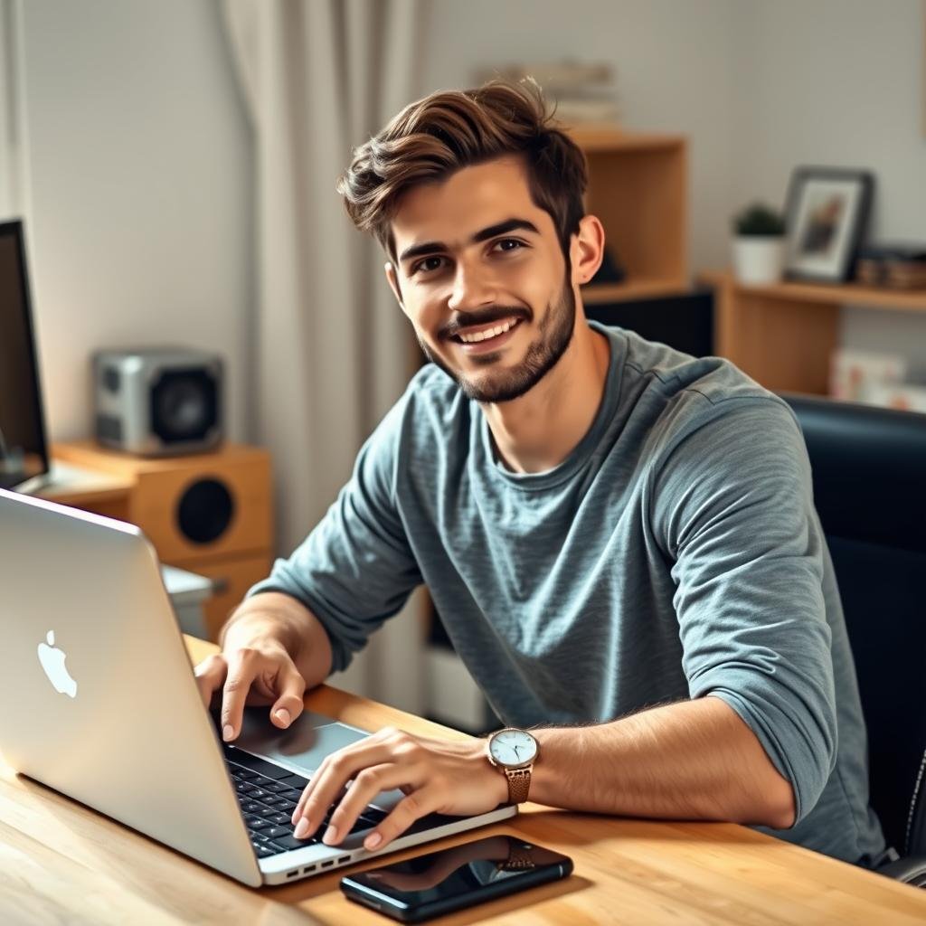 Ritratto di un italiano che guadagna online con metodi gratuiti