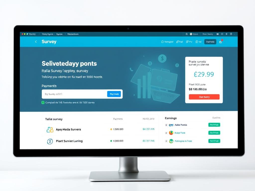 Schermata di un sito di sondaggi retribuiti con pagamento in euro